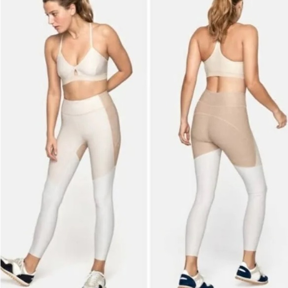 Outdoor Voices Colorblock Beige Leggings Size Small